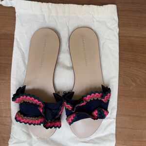 Loeffler Randall Birdie Suede Flat Ruffle Sandals